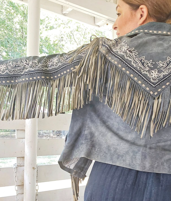 blue leather jacket, western leather jacket, lambskin moto coat, blue moto leather coat, women’s western outerwear, soft leather jacket, statement cowgirl coat, blue moto jacket