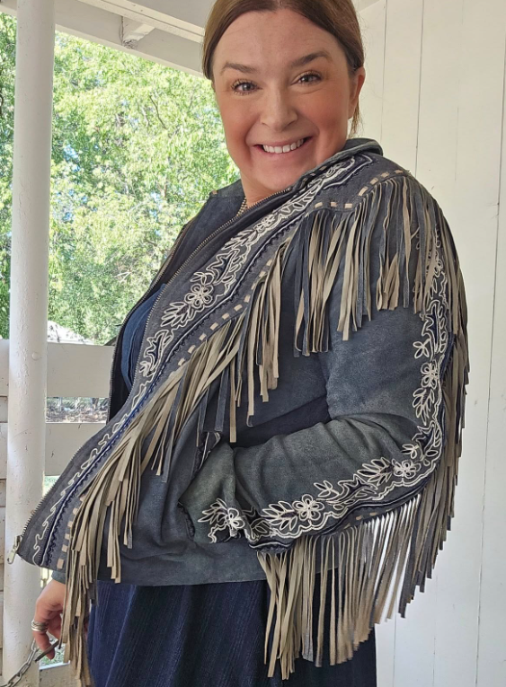 blue leather jacket, western leather jacket, lambskin moto coat, blue moto leather coat, women’s western outerwear, soft leather jacket, statement cowgirl coat, blue moto jacket