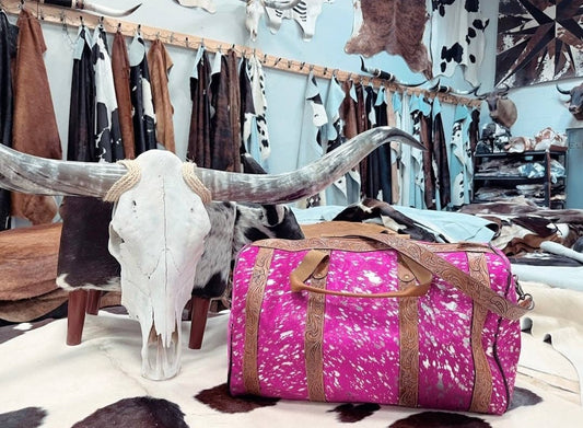 Acid Wash Cowhide Duffle Bag - Pistols 'n Petticoats - #westernboutique# - #westernfashion#