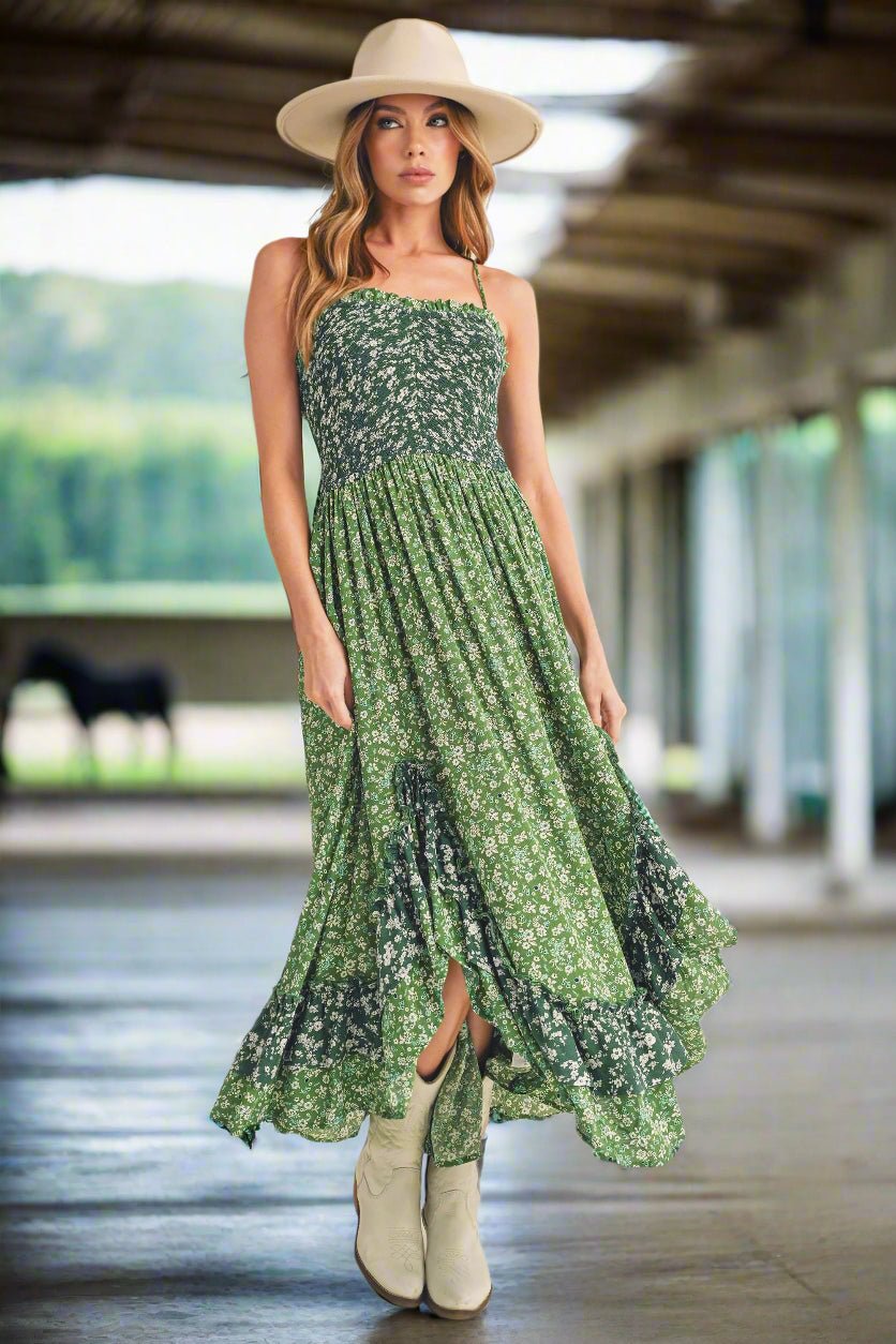 Aemi + Co Ditsy Floral Ruffled Hem Maxi Cami Dress - Pistols 'n Petticoats - #westernboutique# - #westernfashion#