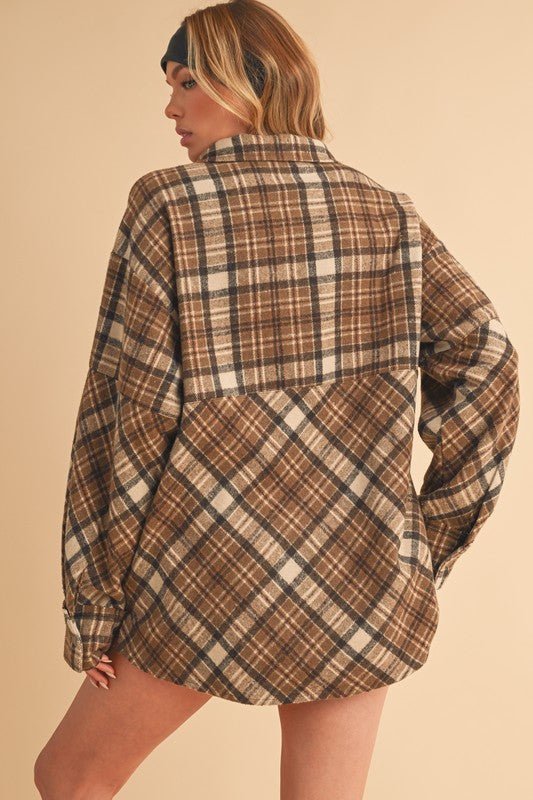 Aemi + Co Slit Plaid Half Zip Drop Shoulder Top - Pistols 'n Petticoats - #westernboutique# - #westernfashion#