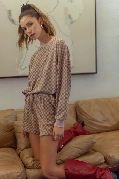 Annie Wear Checkered Round Neck Top and Drawstring Shorts Set - Pistols 'n Petticoats - #westernboutique# - #westernfashion#