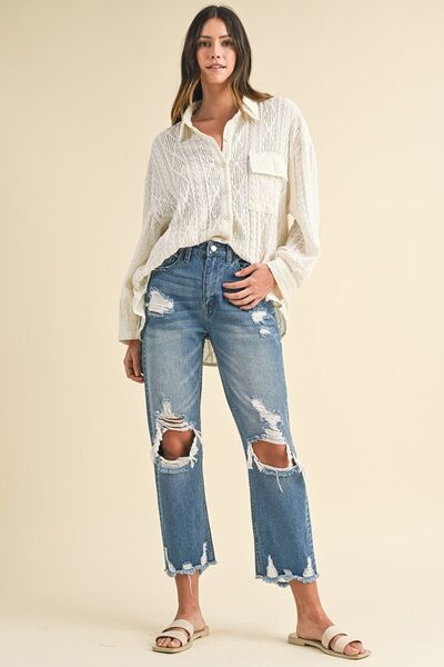 Annie Wear Distressed Raw Hem Cropped Jeans - Pistols 'n Petticoats - #westernboutique# - #westernfashion#