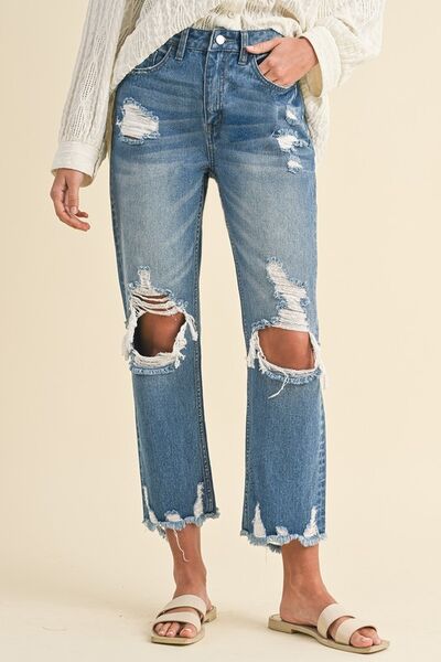 Annie Wear Distressed Raw Hem Cropped Jeans - Pistols 'n Petticoats - #westernboutique# - #westernfashion#