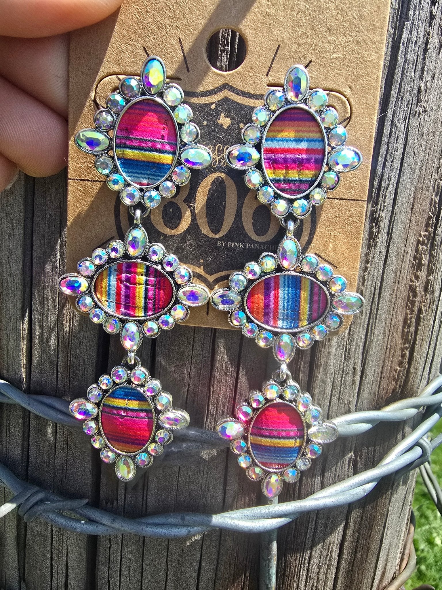 Aztec Rhinestone Earrings - Pistols 'n Petticoats - #westernboutique# - #westernfashion#