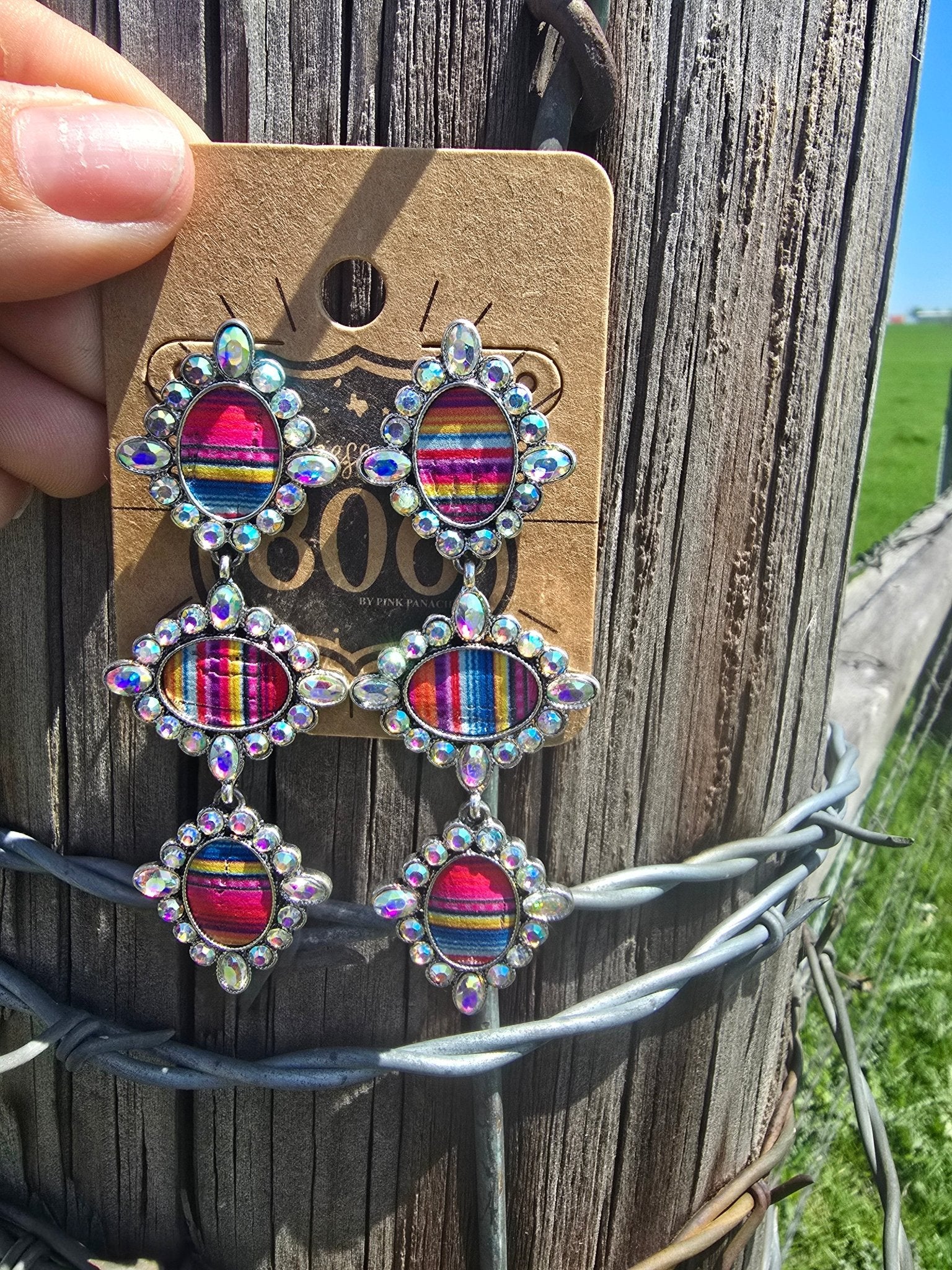 Aztec Rhinestone Earrings - Pistols 'n Petticoats - #westernboutique# - #westernfashion#