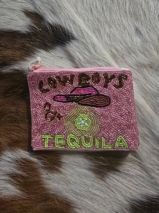 Beaded cowboys & tequila coin bag - Pistols 'n Petticoats - western boutique - womens western wear - western wear womens
