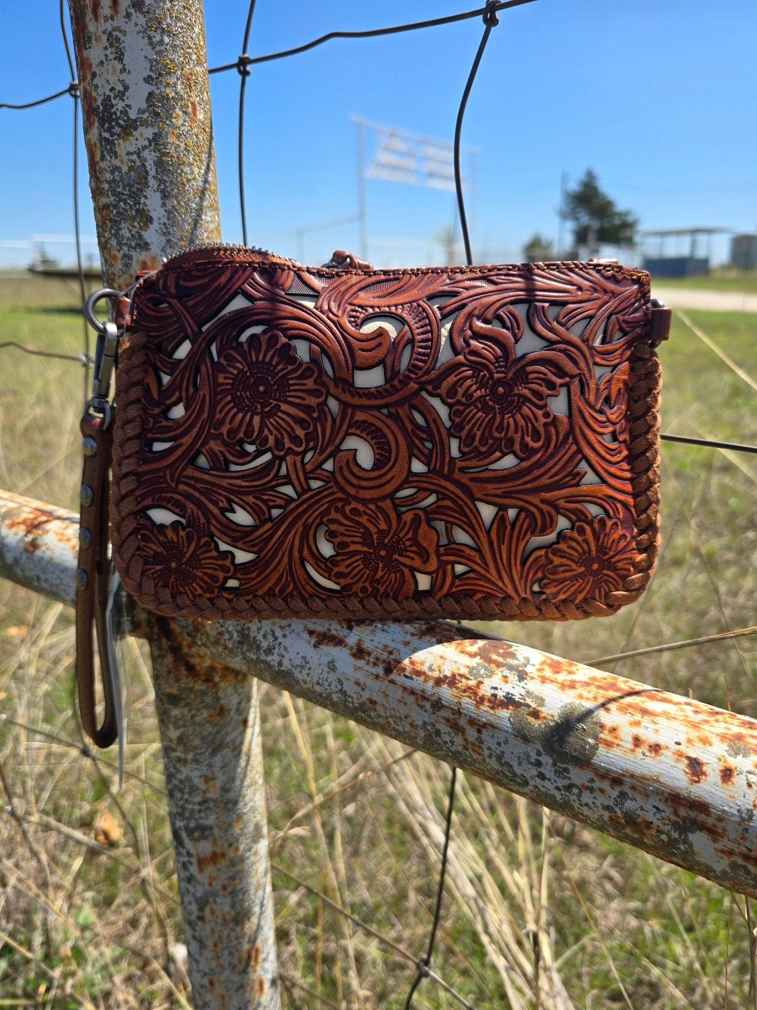 Brown Tool Leather Wristlet - Pistols 'n Petticoats - #westernboutique# - #westernfashion#