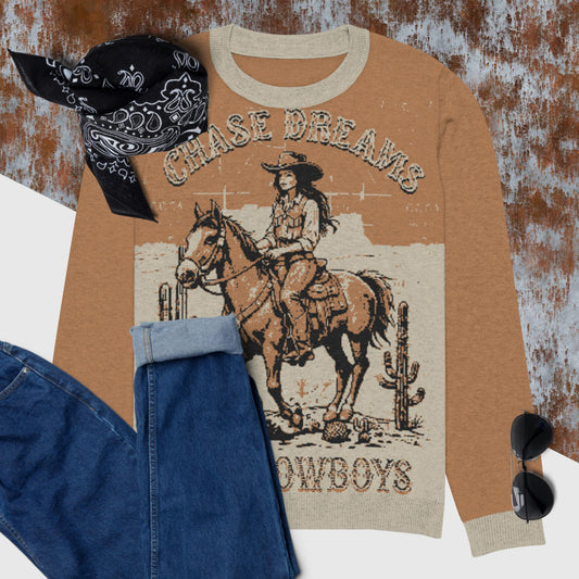 Chase Dreams not Cowboys Knitted crew neck sweater - Pistols 'n Petticoats - #westernboutique# - #westernfashion#