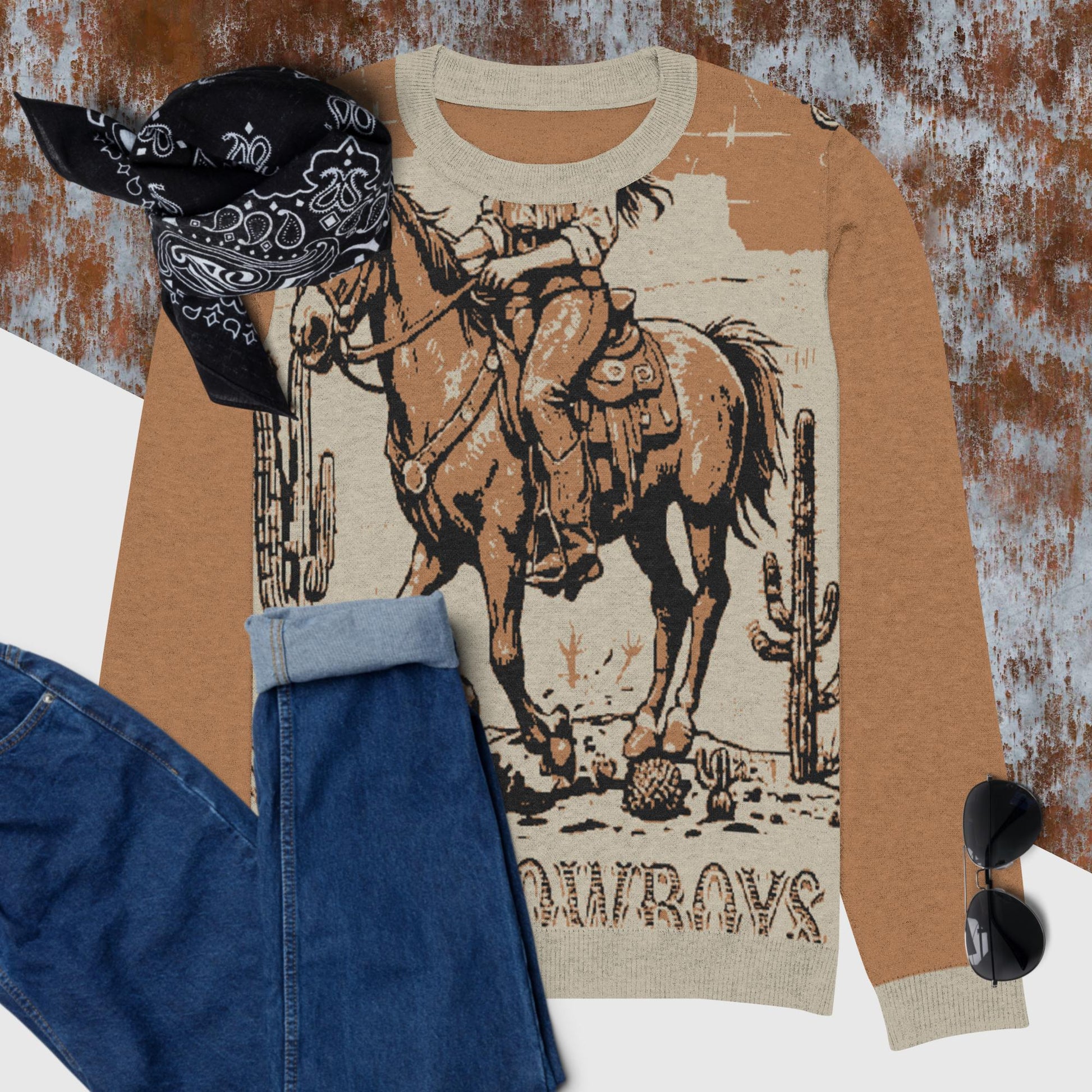 Chase Dreams not Cowboys Knitted crew neck sweater - Pistols 'n Petticoats - #westernboutique# - #westernfashion#