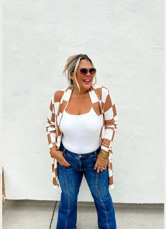 Checkered cardigan - Pistols 'n Petticoats - western boutique - womens western wear - western wear womens