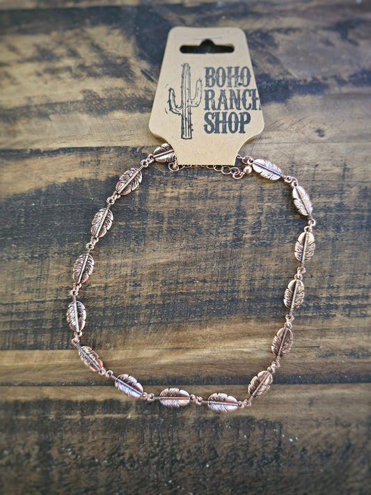 Copper Leaf Choker - Pistols 'n Petticoats - #westernboutique# - #westernfashion#