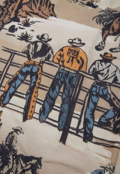 Cowboy Print Round Neck Short Sleeve T Shirt - Pistols 'n Petticoats - #westernboutique# - #westernfashion#