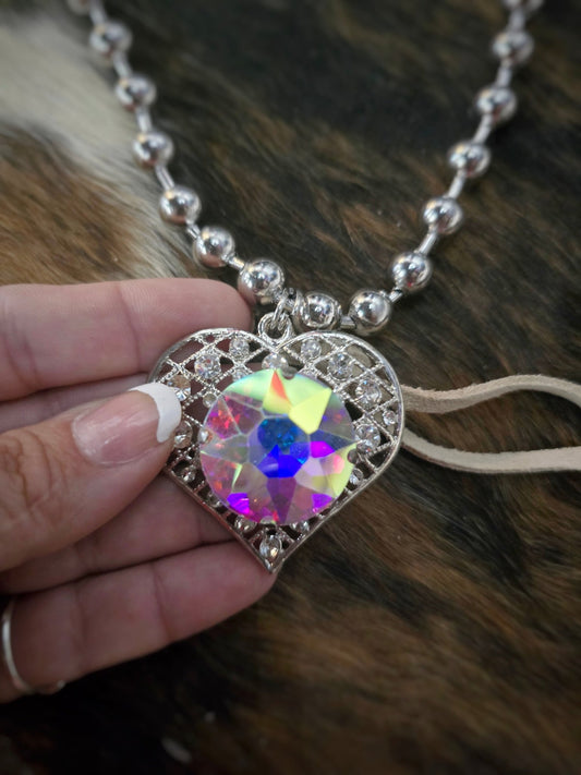 Heart Rhinestone Necklace - Pistols 'n Petticoats - #westernboutique# - #westernfashion#
