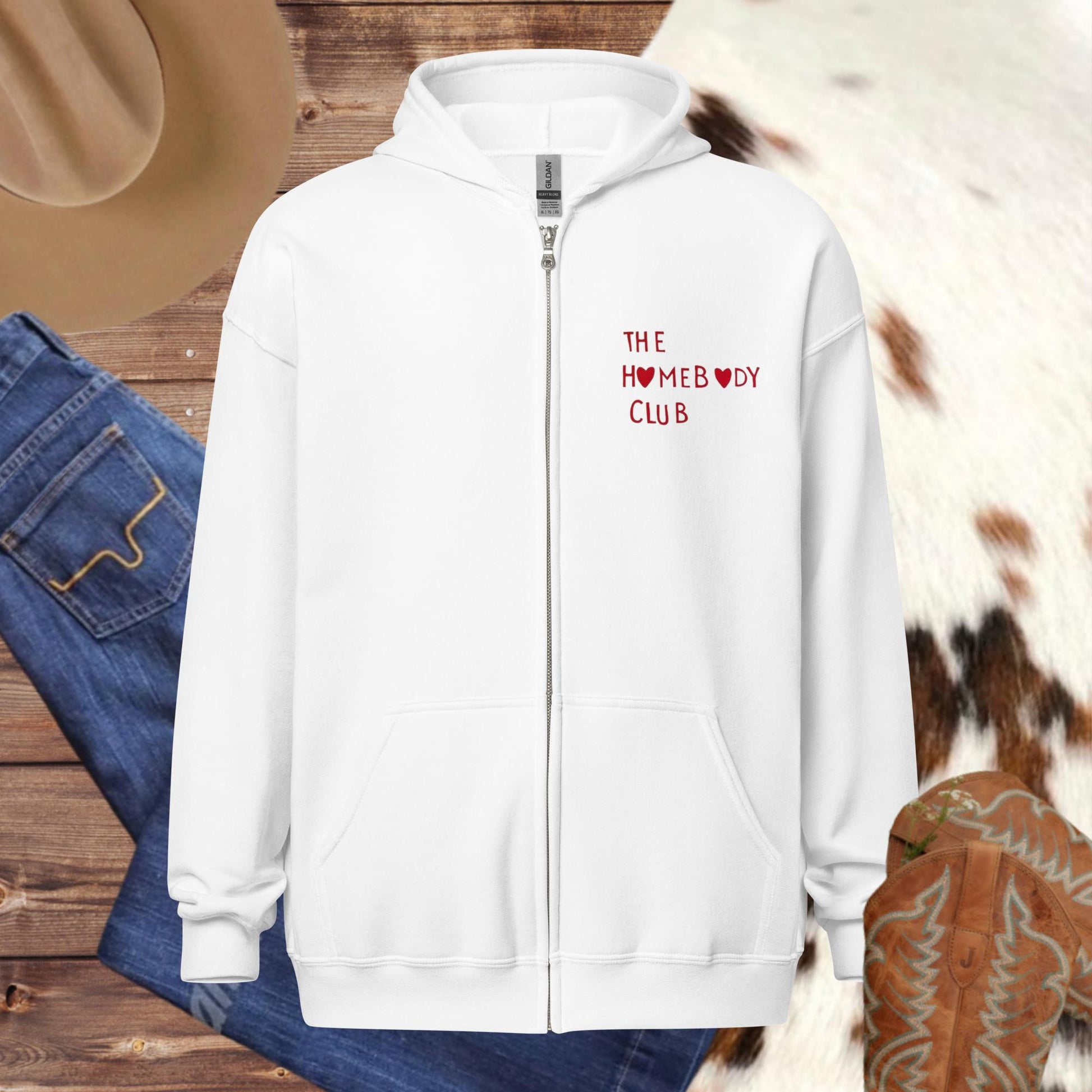 homebody club zip hoodie, unisex heavy blend zip hoodie, western graphic zip up, cozy western hoodie, country western zip hoodie, women’s western hoodie, men’s western graphic zip hoodie