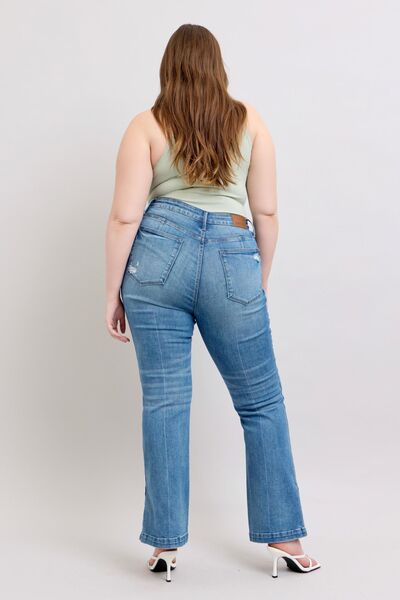 Judy Blue HW Tummy Control Vintage Wash Side Slit Slim Boot Jeans - Pistols 'n Petticoats - #westernboutique# - #westernfashion#