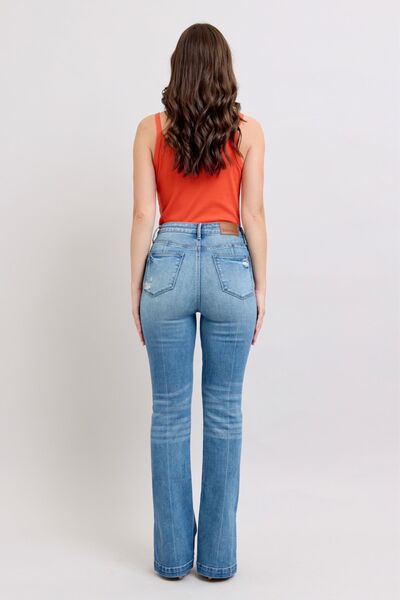Judy Blue HW Tummy Control Vintage Wash Side Slit Slim Boot Jeans - Pistols 'n Petticoats - #westernboutique# - #westernfashion#