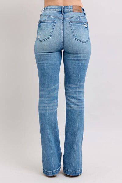 Judy Blue HW Tummy Control Vintage Wash Side Slit Slim Boot Jeans - Pistols 'n Petticoats - #westernboutique# - #westernfashion#