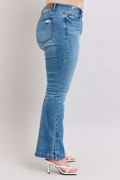Judy Blue HW Tummy Control Vintage Wash Side Slit Slim Boot Jeans - Pistols 'n Petticoats - #westernboutique# - #westernfashion#