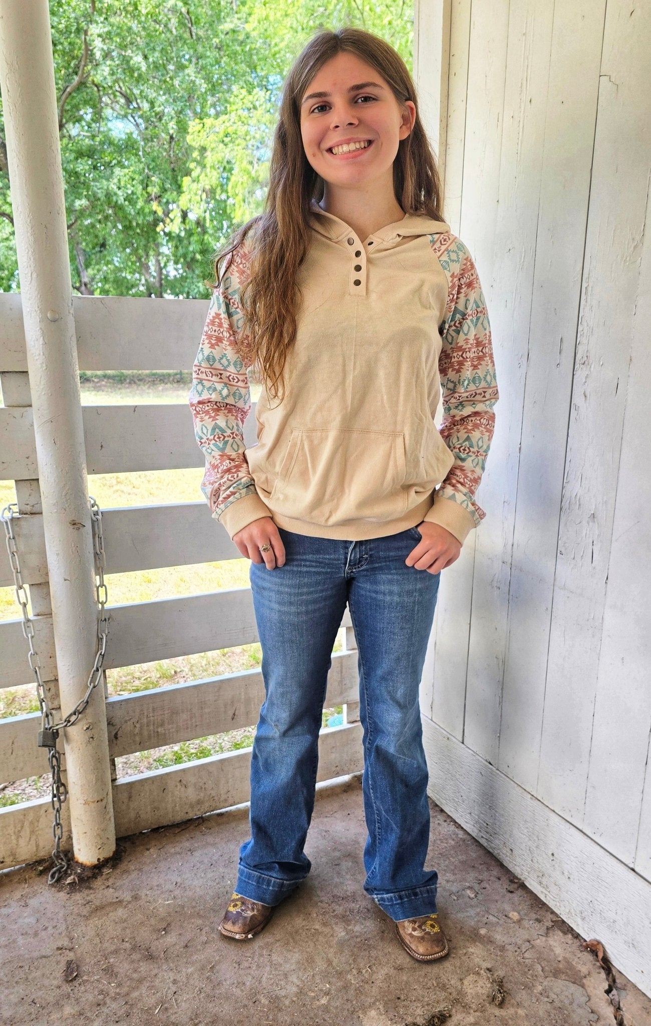 Kids Aztec hoodie - Pistols 'n Petticoats - western boutique - womens western wear - western wear womens