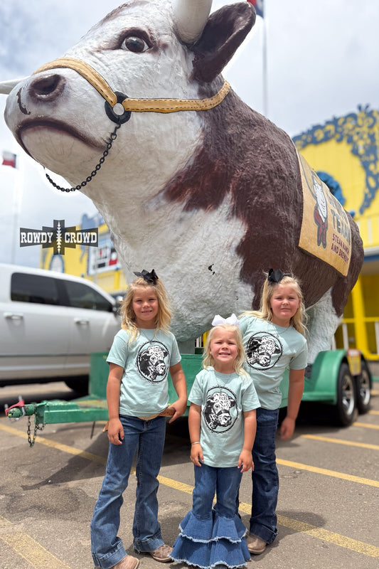 KIDS Happy Hereford Tee - BLUE - Pistols 'n Petticoats - western boutique - womens western wear - western wear womens