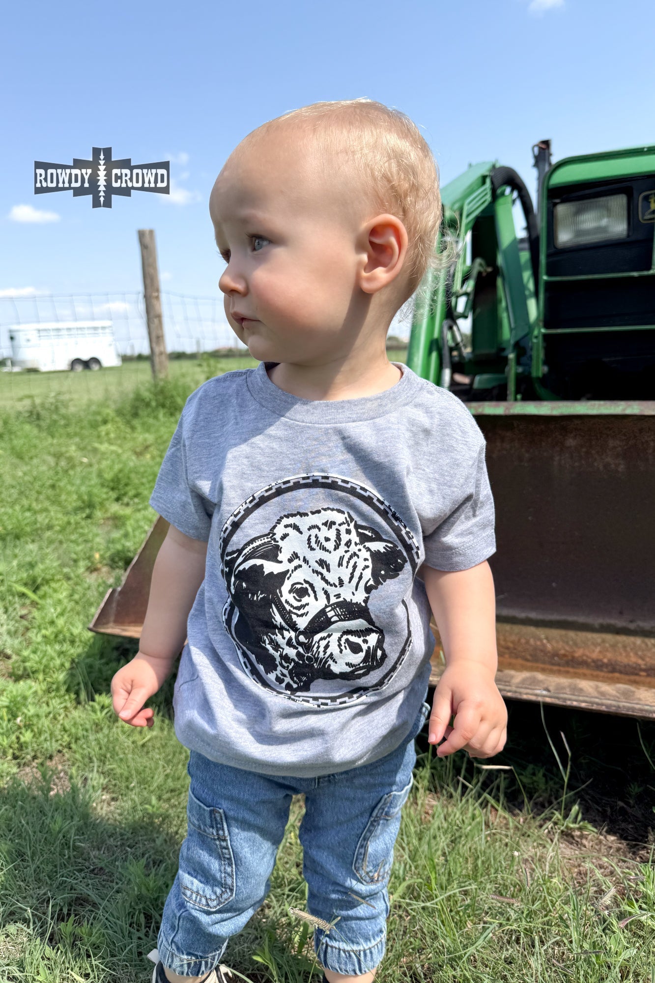 KIDS Happy Hereford Tee - GREY - Pistols 'n Petticoats - western boutique - womens western wear - western wear womens