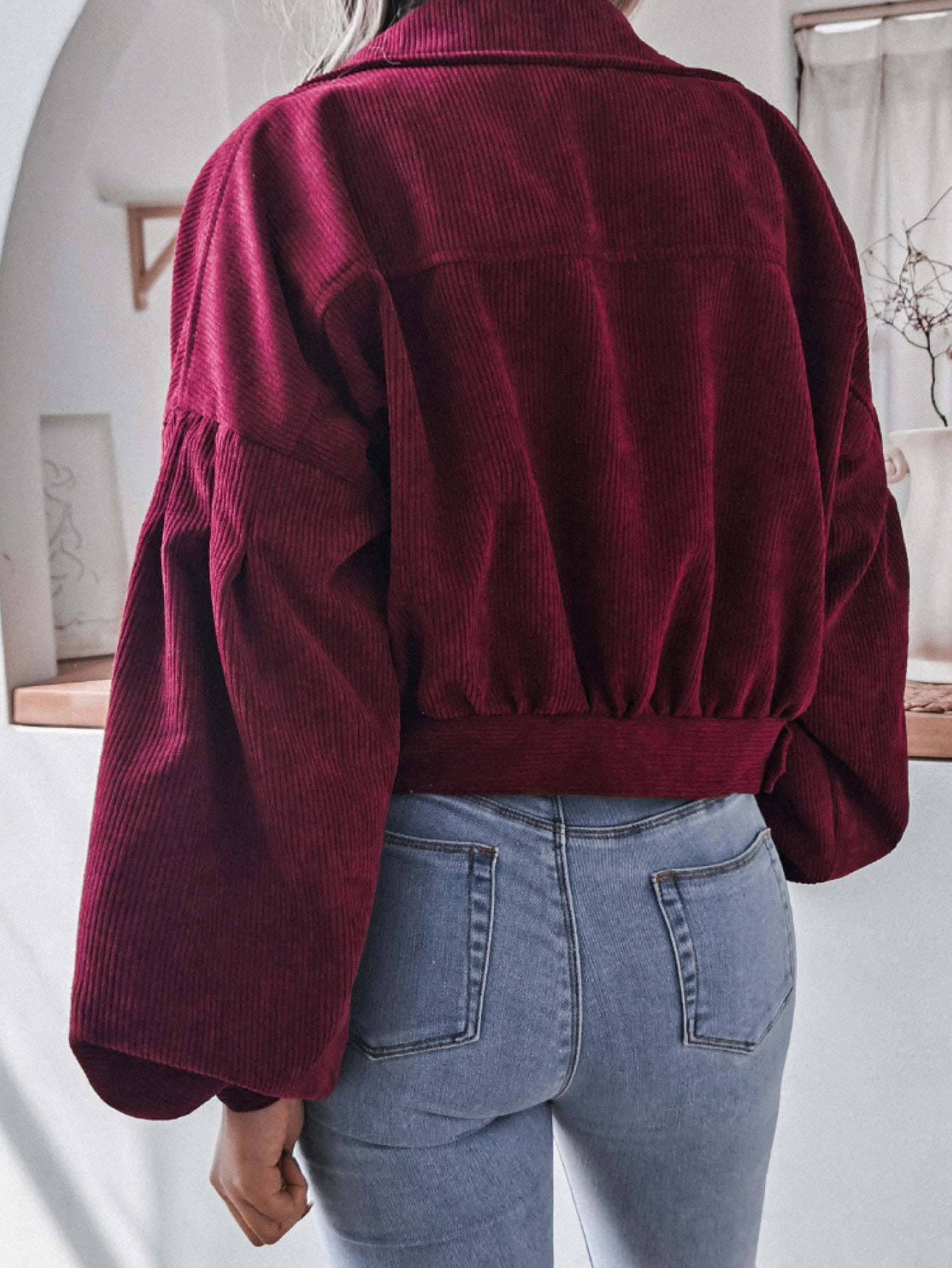 Lantern Sleeve Cropped Corduroy Jacket - Pistols 'n Petticoats - #westernboutique# - #westernfashion#