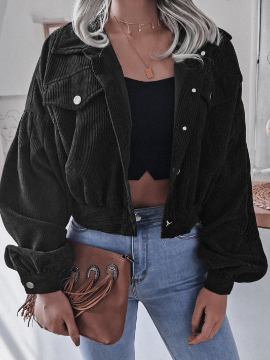 Lantern Sleeve Cropped Corduroy Jacket - Pistols 'n Petticoats - #westernboutique# - #westernfashion#