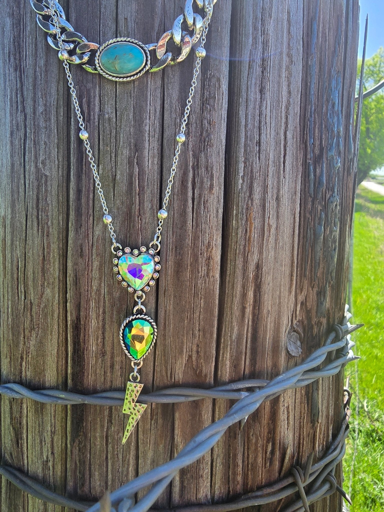 Lightening Bolt Layered Necklace - Pistols 'n Petticoats - #westernboutique# - #westernfashion#