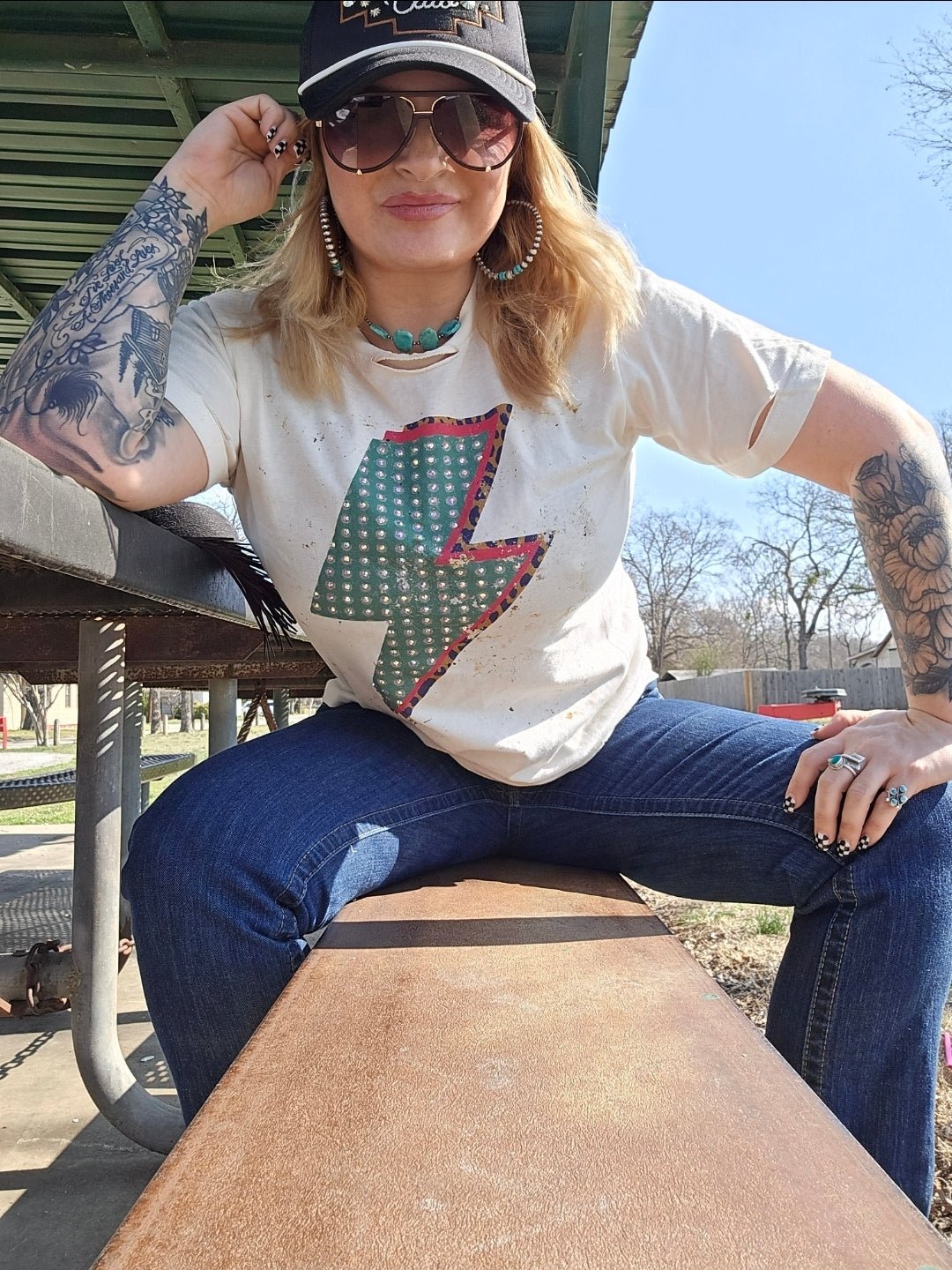 Lightening Bolt tshirt - Pistols 'n Petticoats - western boutique - womens western wear - western wear womens