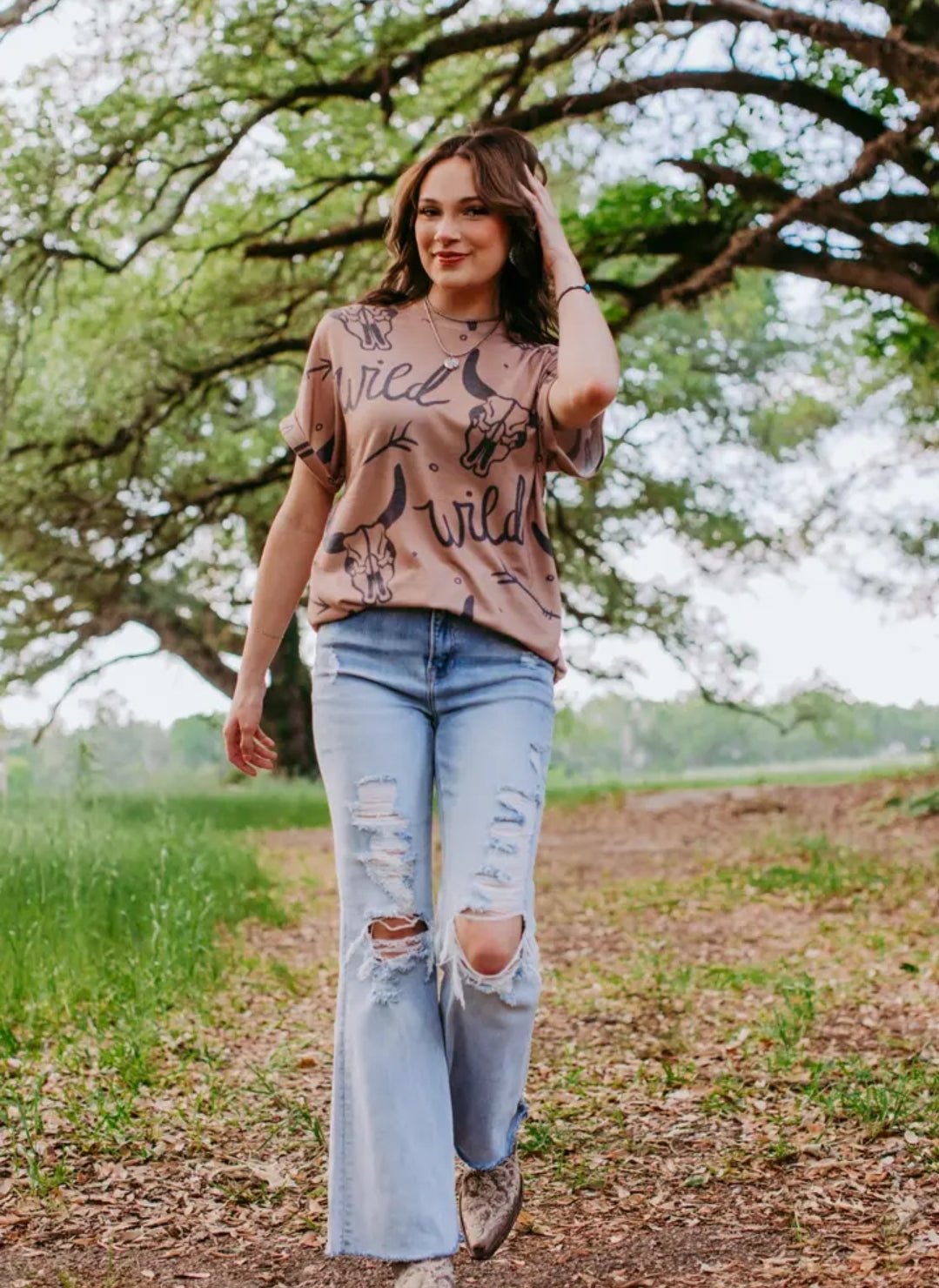 Oversize Wild Tee - western graphic shirts - Pistols 'n Petticoats - #westernboutique# - #westernfashion#
