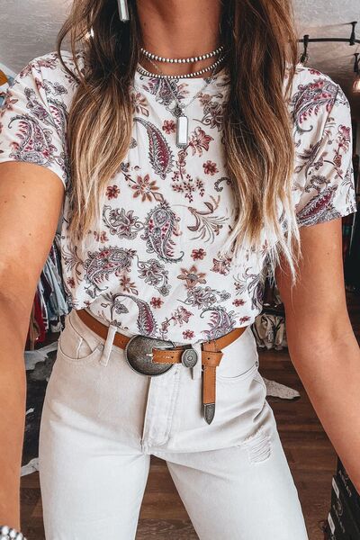 Paisley Mock Neck T Shirt - Pistols 'n Petticoats - #westernboutique# - #westernfashion#