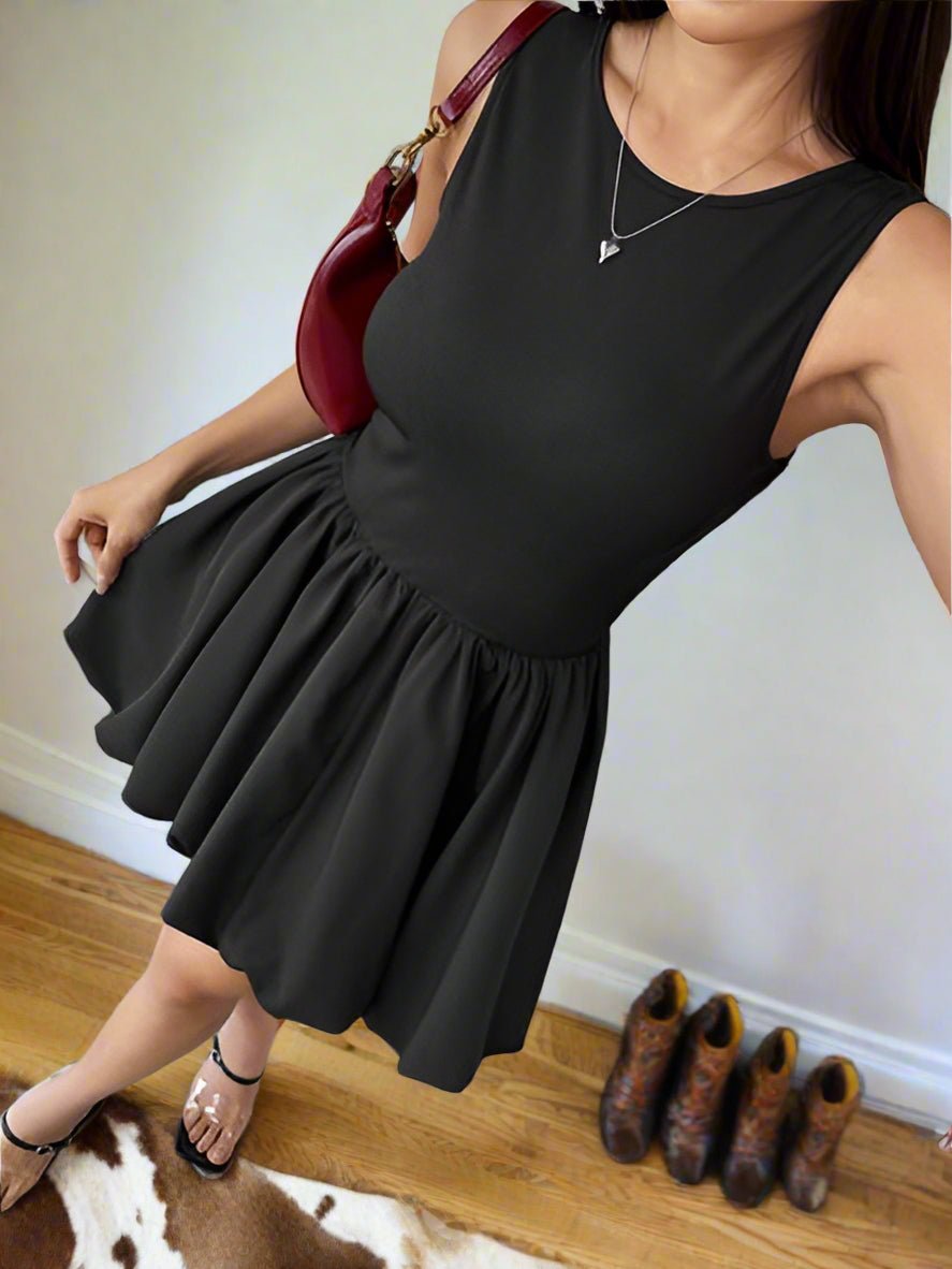 Perfee Ruched Sleeveless Mini Black Dress - Pistols 'n Petticoats - #westernboutique# - #westernfashion#