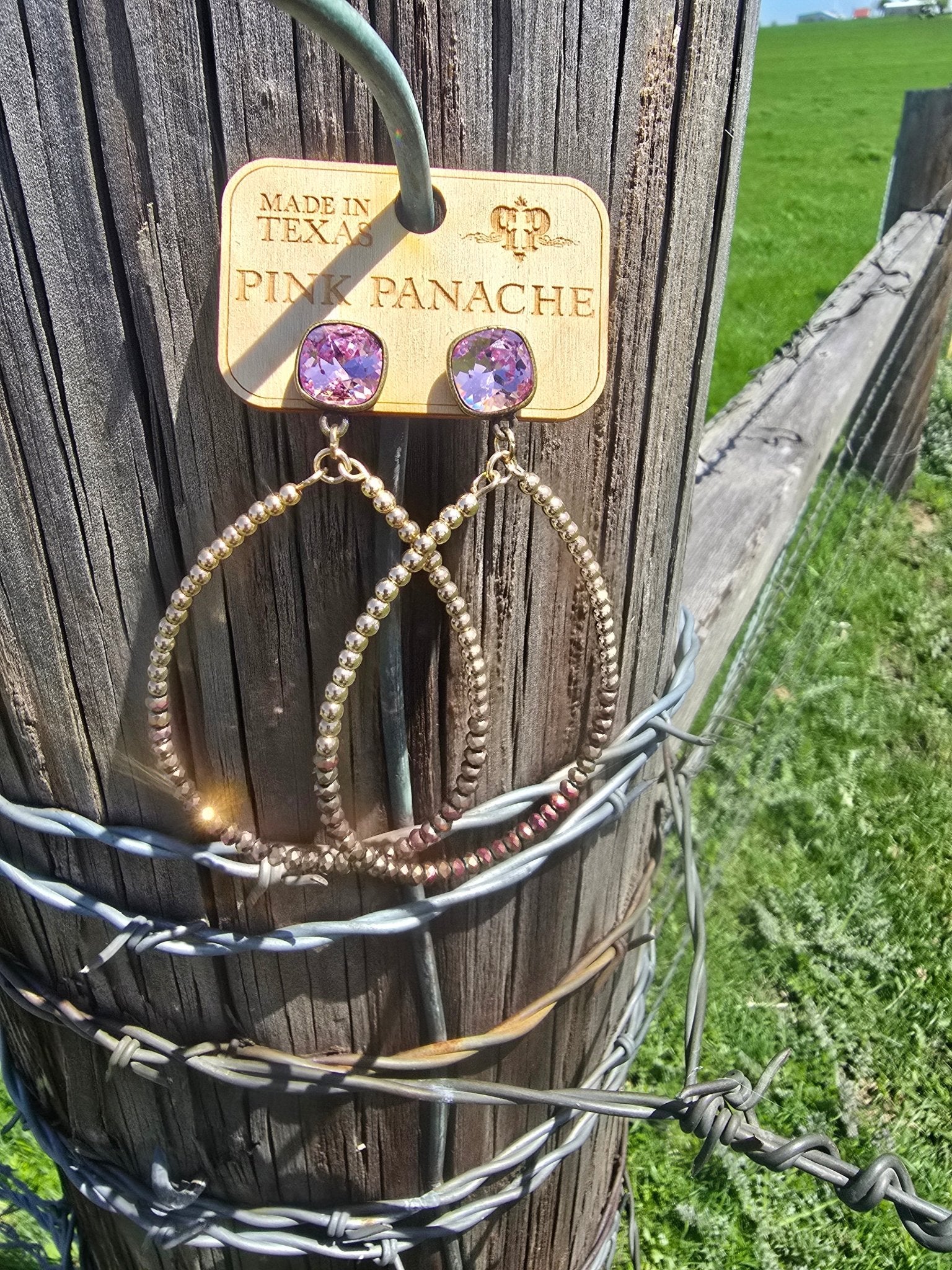 Pink and gold Dangles - Pistols 'n Petticoats - #westernboutique# - #westernfashion#