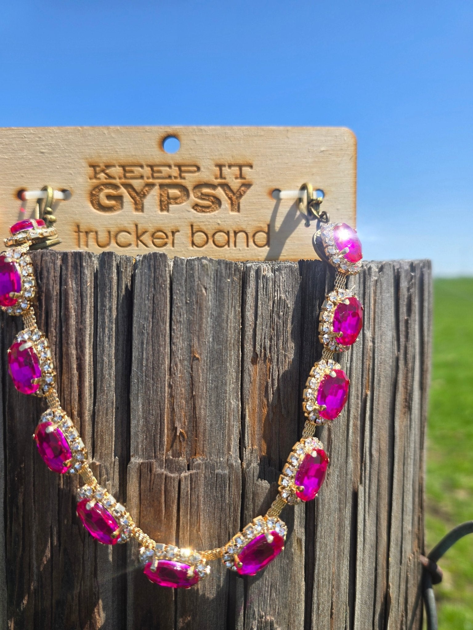 Pink Rhinestone Blink Trucker Band - Pistols 'n Petticoats - #westernboutique# - #westernfashion#