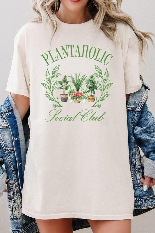 Plantaholic Social Club Plus Heavy Cotton Tee - Pistols 'n Petticoats - #westernboutique# - #westernfashion#