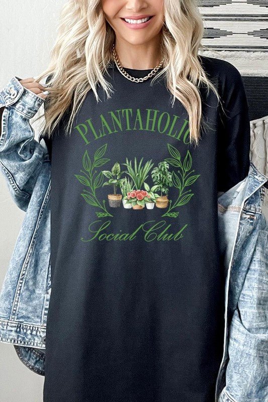 Plantaholic Social Club Plus Heavy Cotton Tee - Pistols 'n Petticoats - #westernboutique# - #westernfashion#