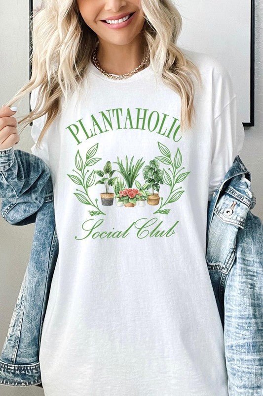 Plantaholic Social Club Plus Heavy Cotton Tee - Pistols 'n Petticoats - #westernboutique# - #westernfashion#