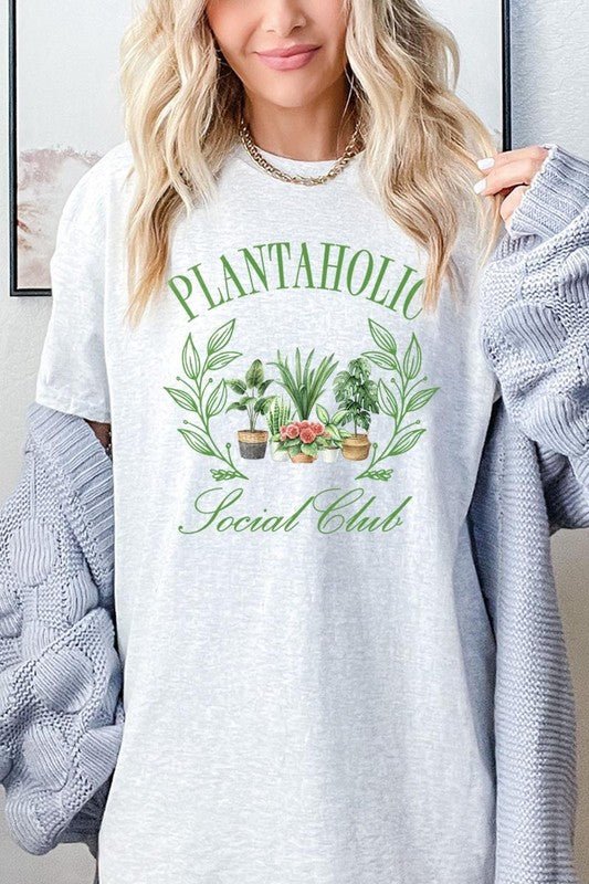 Plantaholic Social Club Plus Heavy Cotton Tee - Pistols 'n Petticoats - #westernboutique# - #westernfashion#