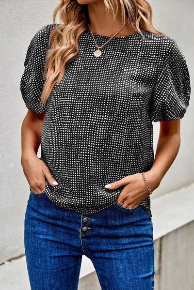 Printed Short Puff Sleeve Blouse - Pistols 'n Petticoats - #westernboutique# - #westernfashion#