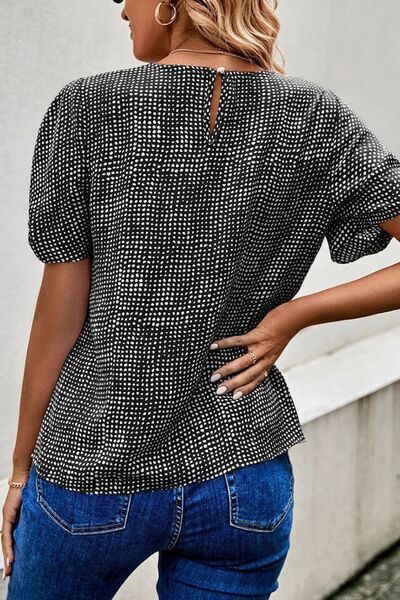 Printed Short Puff Sleeve Blouse - Pistols 'n Petticoats - #westernboutique# - #westernfashion#