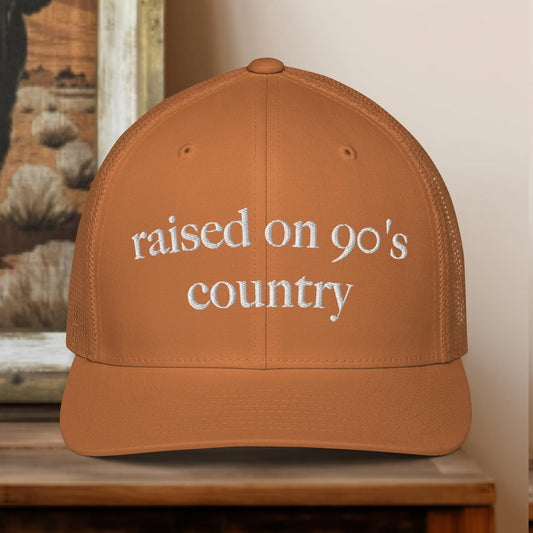Raised on 90s Country Closed - back trucker cap - Pistols 'n Petticoats - #westernboutique# - #westernfashion#