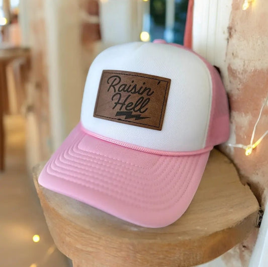 Raising Hell Trucker Hat Hat Bar Western - Pistols 'n Petticoats - #westernboutique# - #westernfashion#