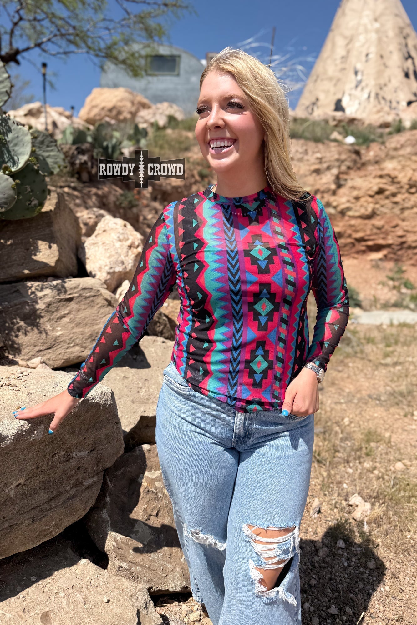 Retro Funk Mesh Top - Pistols 'n Petticoats - western boutique - womens western wear - western wear womens