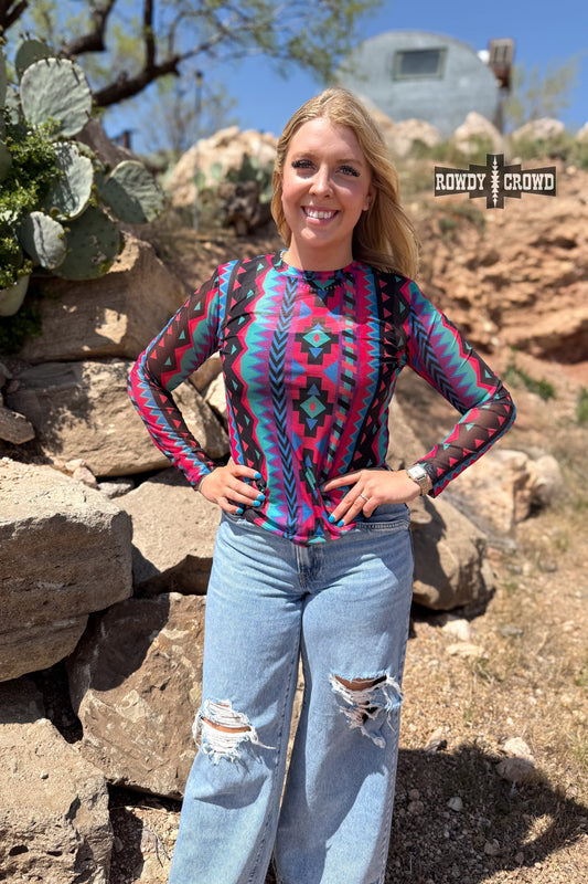 Retro Funk Mesh Top - Pistols 'n Petticoats - western boutique - womens western wear - western wear womens