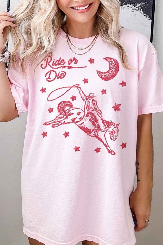 RIDE OR DIE WESTERN COWBOY GRAPHIC TEE - Pistols 'n Petticoats - #westernboutique# - #westernfashion#