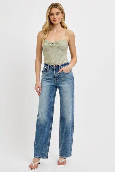 RISEN Full Size Distressed Wide Leg Jeans Plus Size - Pistols 'n Petticoats - #westernboutique# - #westernfashion#