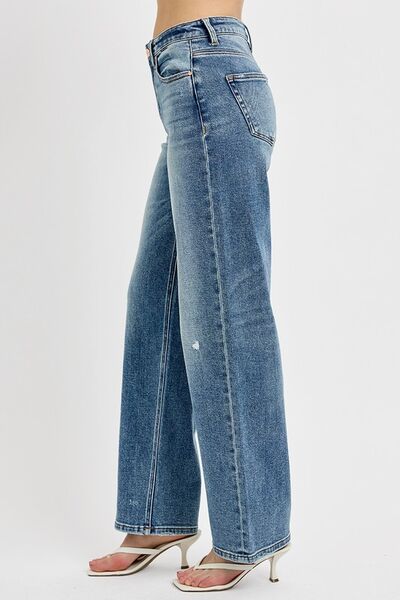 RISEN Full Size Distressed Wide Leg Jeans Plus Size - Pistols 'n Petticoats - #westernboutique# - #westernfashion#