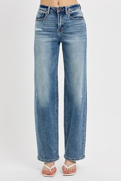 RISEN Full Size Distressed Wide Leg Jeans Plus Size - Pistols 'n Petticoats - #westernboutique# - #westernfashion#