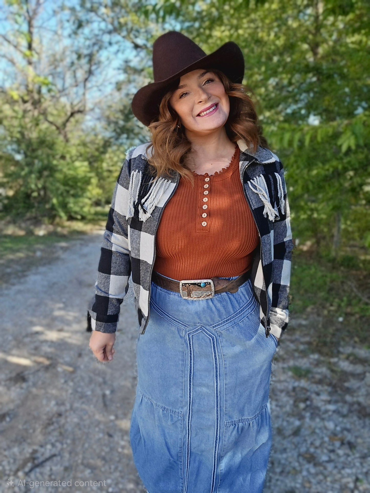 Rust Ridge Lace-Cuff Blouse